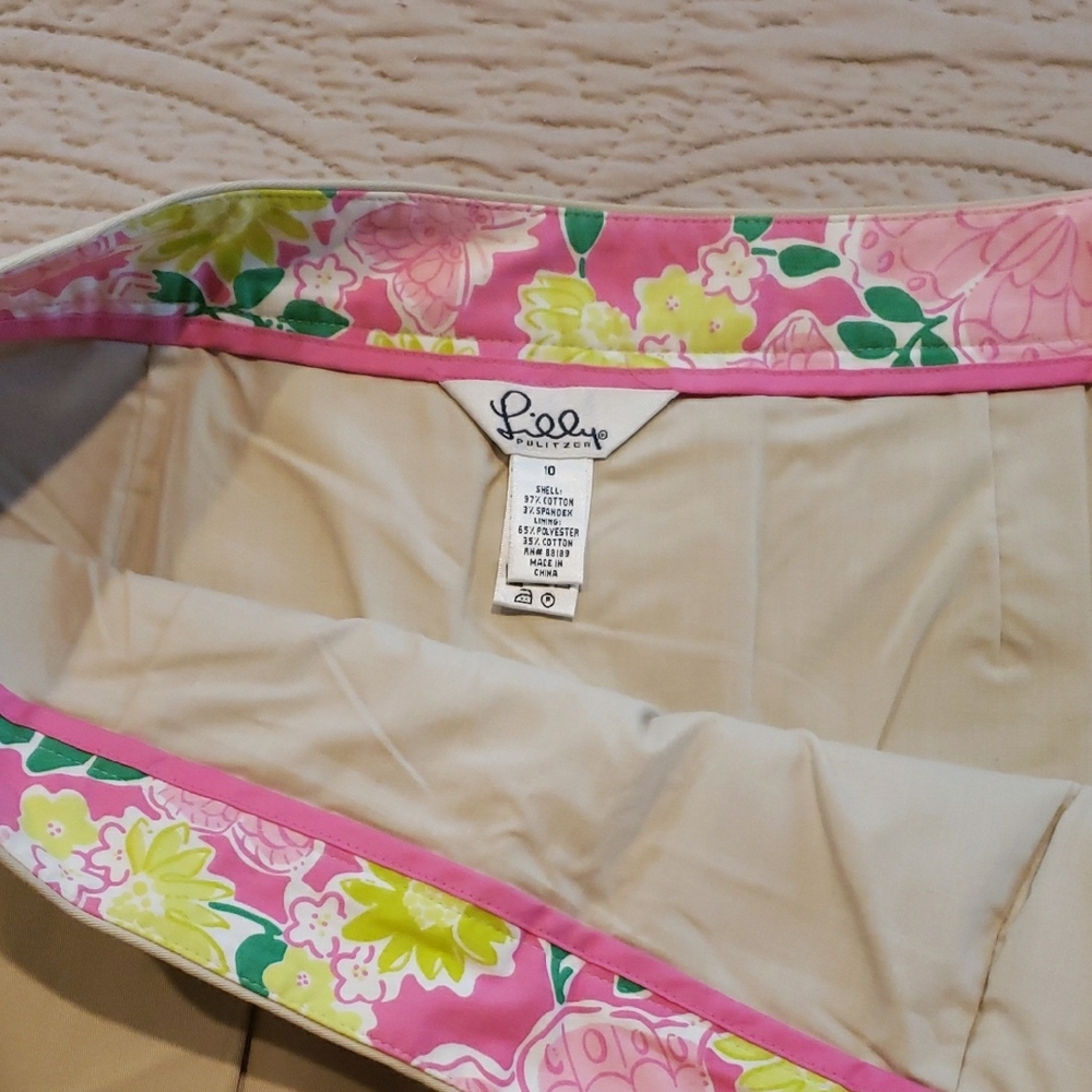 Lilly Pulitzer Neutral Beige Pleated A-Line Skirt - Picture 3 of 5